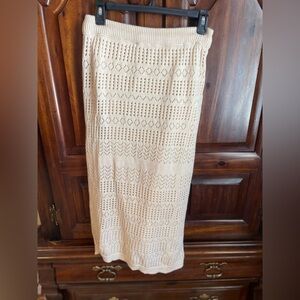 Pink Lily Cream Knit Maxi Skirt